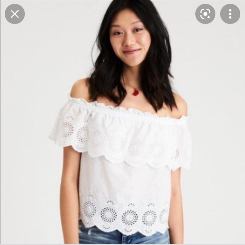American Eagle White Off the Shoulder Top